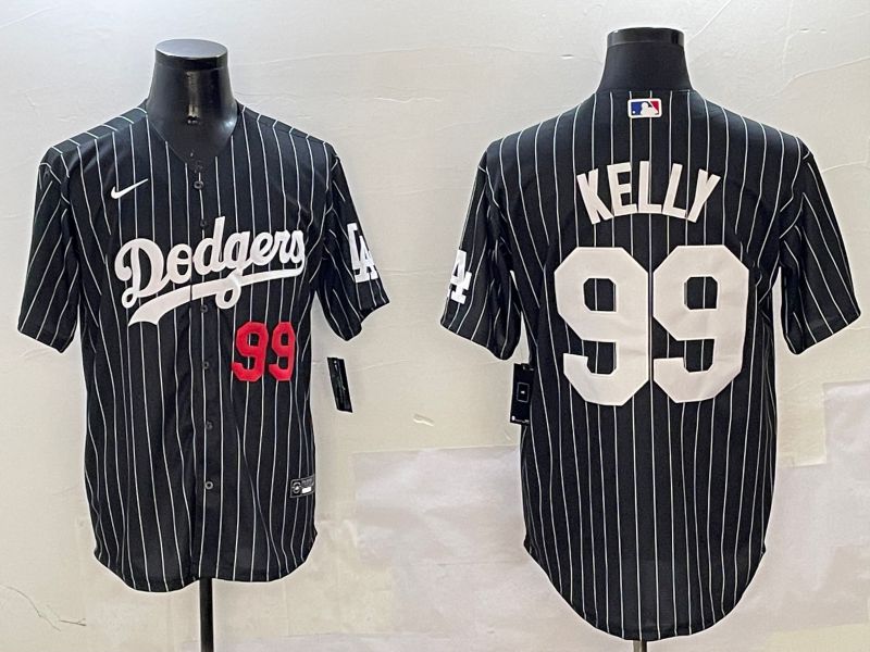 Men Los Angeles Dodgers #99 Kelly Black Stripe Jointly Name 2025 Nike MLB Jersey style 9->los angeles dodgers->MLB Jersey